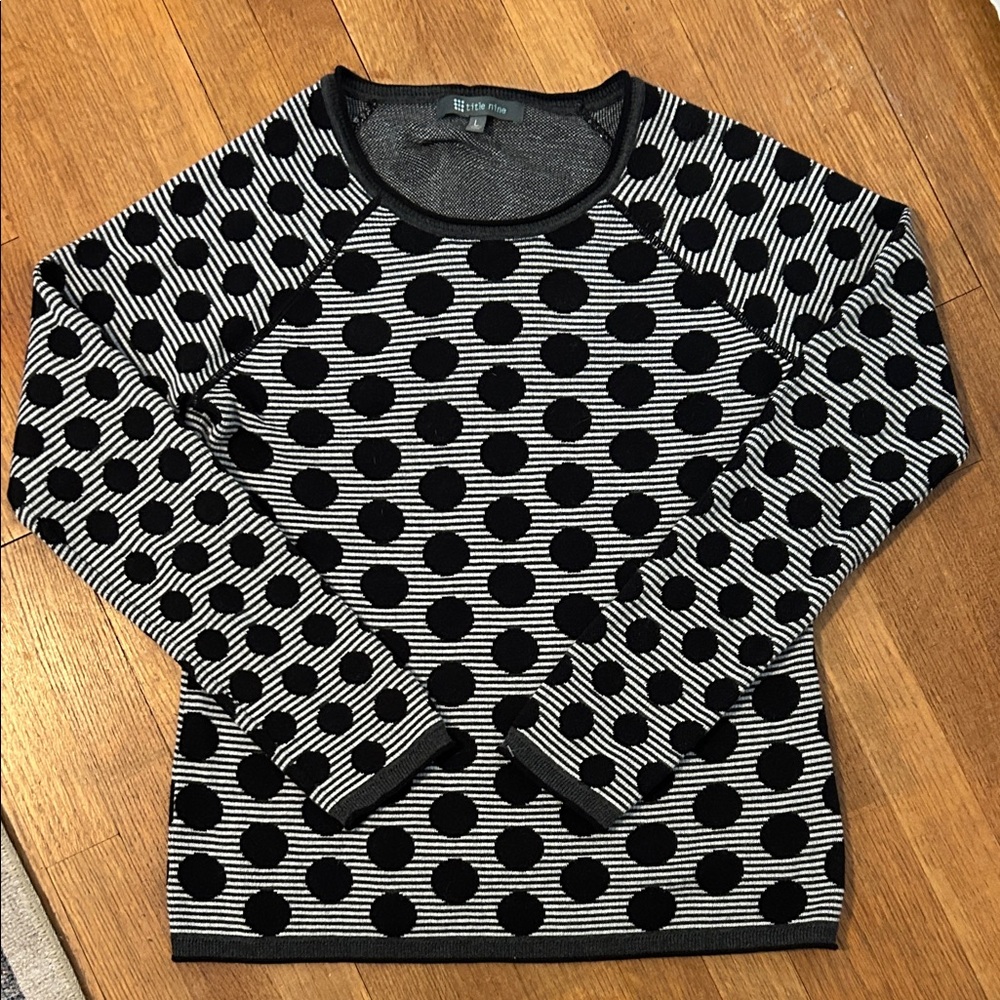 Title Nine Black & White Polka Dot Knit Sweater